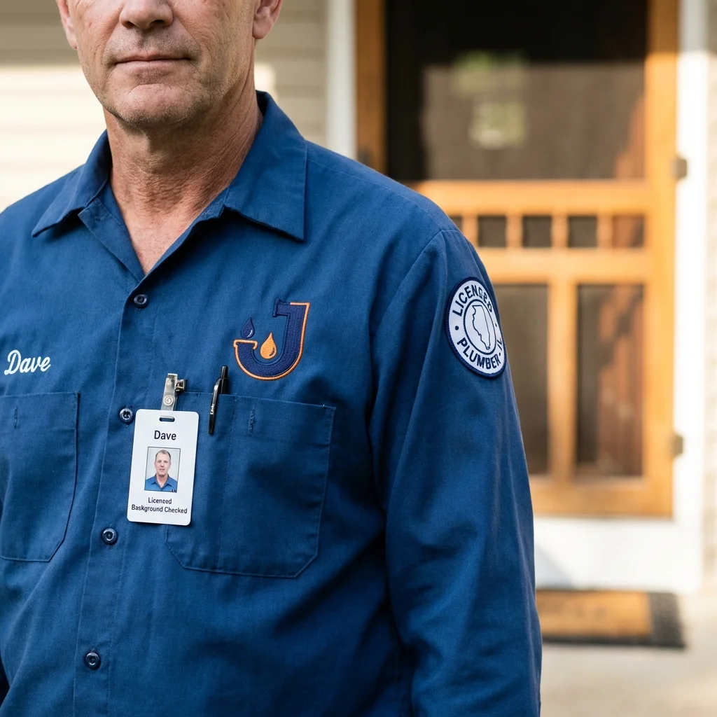 Licensed plumber showing ID badge in Somerset, MA